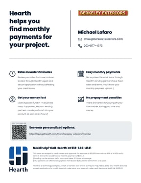 Hearth Financing Flyer | Berkeley Exteriors